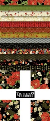 Timeless Treasures Lotus Garden 10" Squares Cotton Fabric Bundle - Image 1 of 2