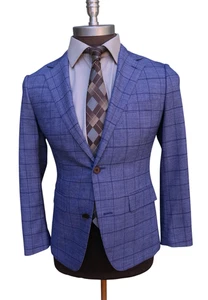 Bonobos Slim Fit Wool Blue Check Two Button Blazer Men’s SZ 36S - Picture 1 of 9