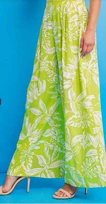 NWOT Flying Tomato Comes & Goes Woven Wide Leg Floral Pants 100% Linen Elastic L - Image 1 of 4