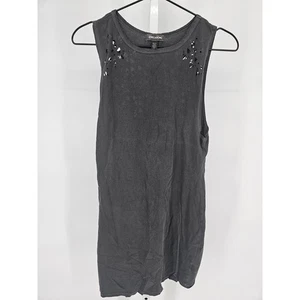 Billabong Womens Sz S Sleeveless Mini Dress Charcoal Gray Cutouts Cotton - Picture 1 of 4