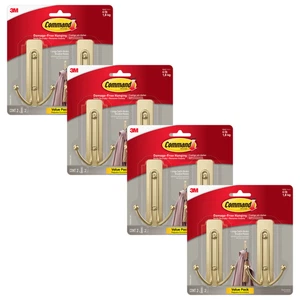 Command Large Double Hooks [Removable]: (Satin Brass) [8 Hooks] - Picture 1 of 1