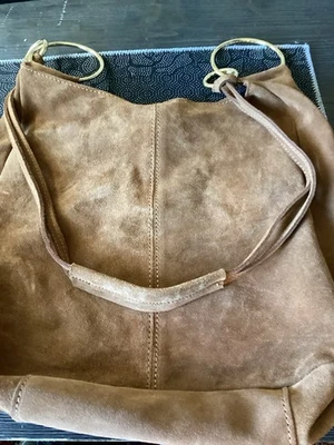 Bandolera Boho Claudia Firenze Cuero Gamuza Bolso Dorado Anillos Cartera Tostado Foto 1 de 4