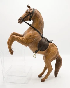 Statuina cavallo da allevamento marrone avvolto in pelle vintage con sella alta 14,5" LEGGI - Foto 1 di 13