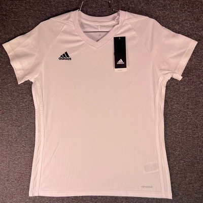 Camiseta Adidas Tiro 17 Para Mujer Mediana Blanca Manga Corta ClimaCool Camisa de Entrenamiento Foto 1 de 4