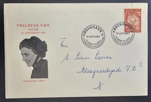 1967 Denmark Salvation Army FDC 70Ore stamp cd Copenhagen-Blågårdsgade - Picture 1 of 2