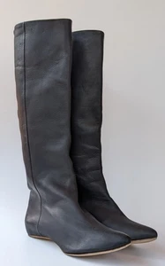 Maison Martin Margiela for H&M Knee High Black Leather Boots Size 37 EU/ 6 US - Picture 1 of 13