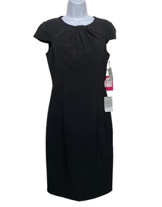 NWT VINCE CAMUTO Women size 6 Black Signature Cap Sleeve Sheath Dress - Picture 1 of 14
