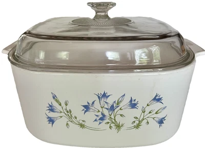 Corning Ware A-5-B 5 Liter Casserole w/ PYREX A12C Lid – Cornflower Bell Pattern - Image 1 of 4