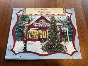 4er Set Kate McRostie Tischsets 4 Diff. Weihnachtsladen Szenen. Neu - Bild 1 von 11