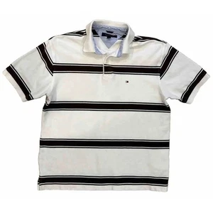 Preppy Tommy Hilfiger Poloshirt gestreift Herren XL schwarz weiß Baumwolle  - Bild 1 von 8