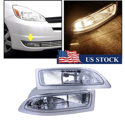 2x Clear Lens Front Bumper Driving Light Fog Lamp LH&RH For 04-05 Toyota Sienna - Image 1 of 4