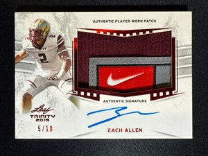 2019 Leaf Trinity Zach Allen Patch Auto /10 Nike Tag Rookie Jersey Cardinals  - Picture 1 of 2