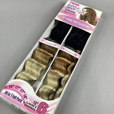 Extensiones de cabello sintético premium todo en uno Ripple Deep #1B/27/613 16” 18” Foto 1 de 4