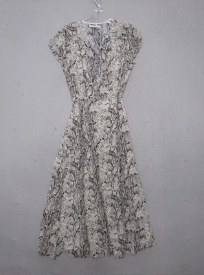 Vestido Reformation Grande Carina Serpiente Estampado Animal Envoltura Midi Fluido Boho Gorra Slv Foto 1 de 4