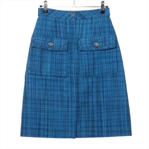 Chanel Coco Button 20C Wolle & Nylon Rock 34 Damen Blau Tweed P62625V46600 - Bild 1 von 7