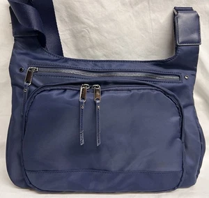 Purse Blue Pockets Zip Close Top Crossbody Strap 10x13x3” - Picture 1 of 4