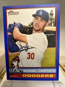 2025 Topps Heritage Michael Conforto Blue Los Angeles Dodgers #297 - Picture 1 of 2