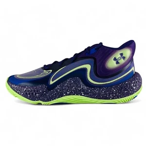 Under Armour Spawn 6 Mid SOS Purple Green Men's Basketball Shoes 3028337-500 - Picture 1 of 13