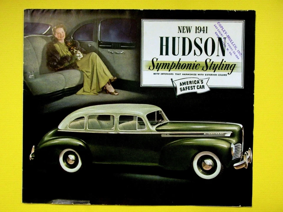 Folleto de colección 1941 HUDSON distribuidor de ventas Copley Mullen Charleston West Virginia Foto 1 de 4