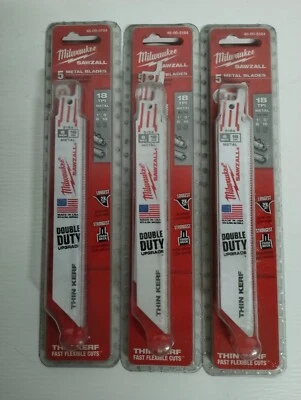BRAND NEW 15 Milwaukee 48-00-5184 6" 18 TPI SAWZALL Saw Blade 3 (5-Packs) - Image 1 of 2