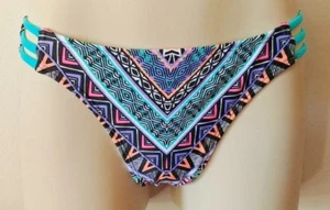 Xhilaration Teal Strappy Bikini Bottom Medium Coverage swim bathing suit wear XS - Picture 1 of 2