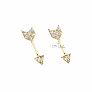 14K Gold 0.20 CT VS/F-G Diamond Arrowhead Earring Handmade - The Jewelz - Picture 1 of 3