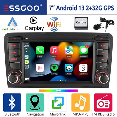 Android 13 32G Autoradio Carplay GPS Navi RDS BT EQ USB Für Audi A3 S3 RS3 8P 8V - Bild 1 von 4