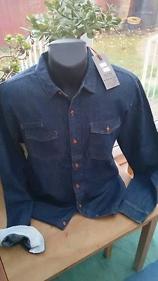 Camisa mezclar mezclilla vaquera hombre grande slimfit normalmente 44.95 azul oscuro Foto 1 de 3