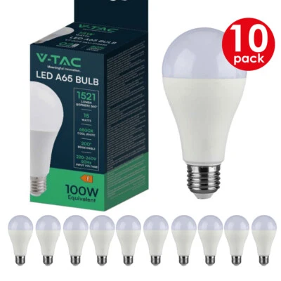 kit 10 lampada lampadine E27 LED 15W 100W luce calda naturale fredda A65 V-TAC - Immagine 1 di 4