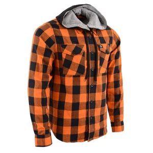 Milwaukee Leather 11642 Men's Flannel Plaid ORANGE/BLK Long Sleeve Cotton Shirt - Picture 1 of 16