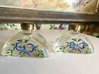 Two Antique Vintage French Hand Painted Glass Perfume Cologne Bottles Paris