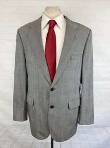 Strathmore Men's Black & White Plaid Wool Blazer 44L $495 - Picture 1 of 11