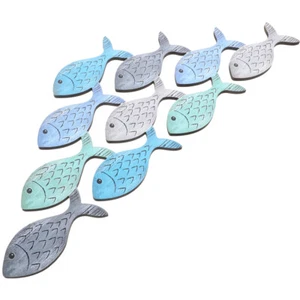 Nautical Bathroom Wooden Fish Ornament Hanging Decorations Ocean - Picture 1 of 12