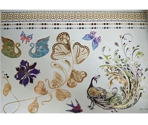 Metallic Temporäres Tattoo Gold Silber Schwarz Tattoos Körper Kunst Schmuck Festival - Bild 1 von 2