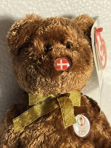 Ty Beanie Baby FIFA 2002 World Cup Bear Representing Denmark - Picture 1 of 10