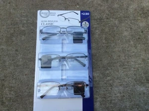 Halbrandlose klassische Brille +2,50 3er Pack mit passenden Etuis Design Optik - Bild 1 von 4