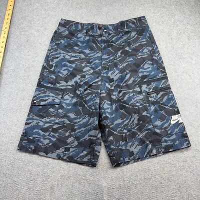 Shorts Nike Air masculino camuflado cargo tamanho 30 azul ripstop bolsos táticos Y2K - Imagem 1 de 4