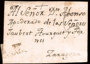 Zaragoza - Prefilatelia - Tarazona PE 3N - 1810 - Carta a Zaragoza + porteo "6" - Imagen 1 de 1