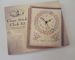 Vintage Cross Stitch Clock Kit Started - Picture 1 of 3