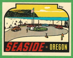 VINTAGE ORIGINAL 1948 SOUVENIR "SEASIDE" BOARDWALK OREGON TRAVEL WATER DECAL ART - Picture 1 of 1
