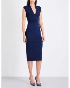 Michael Kors Midikleid Damen Größe M V-Ausschnitt ärmellos dunkelblau - Bild 1 von 12