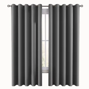100% Blackout Thermal Insulated Window Curtain Grommet Curtains (2 Panels Set) - Picture 1 of 9