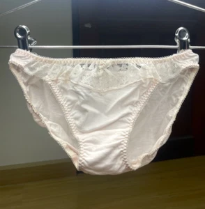 Vintage Double Cotton Light Panty Sz.5~6 Sheer Nylon Lace Silky Briefs Hip35~38" - Picture 1 of 17