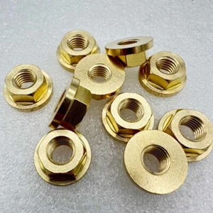 10PC M8 x 1.28mm COPPER FLANGE NUT METRIC 8*1.25 - Picture 1 of 6
