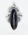 Lovely Vintage 925 Solid Sterling Silver Agatized Petrified Wood Pendant