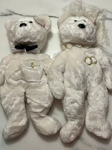 TY Beanie Amigo Novia Novio Sr. Sra Oso Blanco Etiqueta Colgante Protector Boda - Imagen 1 de 11