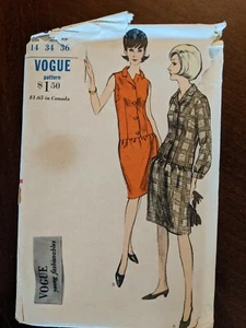Vintage Vogue 6134 Women 14 Button Front Dress Sleeveless Long Sleeve Tag Inc. - Picture 1 of 5