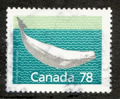 1990 Canada Sc #1179b (pf 13) - 78¢ - Beluga Whale Used postage stamp Cv$8 - Image 1 of 2