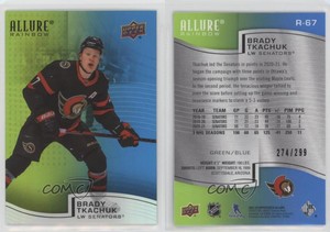 2021-22 Upper Deck Allure Rainbow Green Blue /299 Brady Tkachuk #R-67
