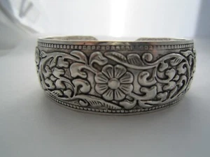 Bracciale Bracciale Pietra Tono Argento Vintage Largo Gioielli Etnici per Donna - Foto 1 di 1